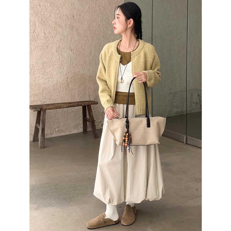 ラウンドネックニットカーディガン(4colors)