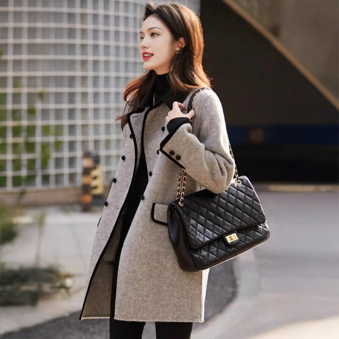 バイカラーモードロングジャケット