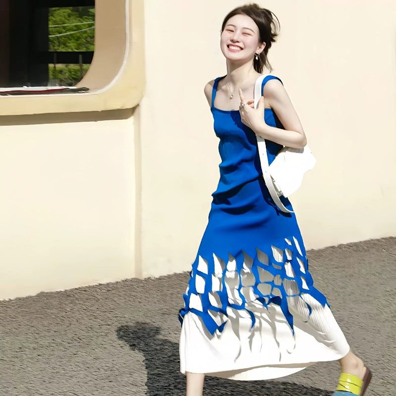 カットアウトレイヤード風ワンピース
