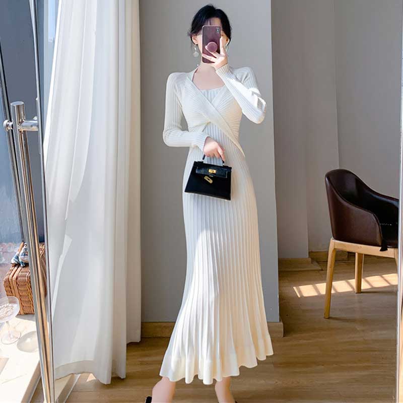 ツイストリブニットワンピース(4colors)