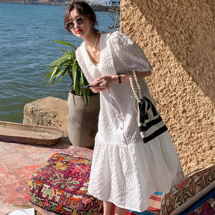 ビッグカラーレースワンピース