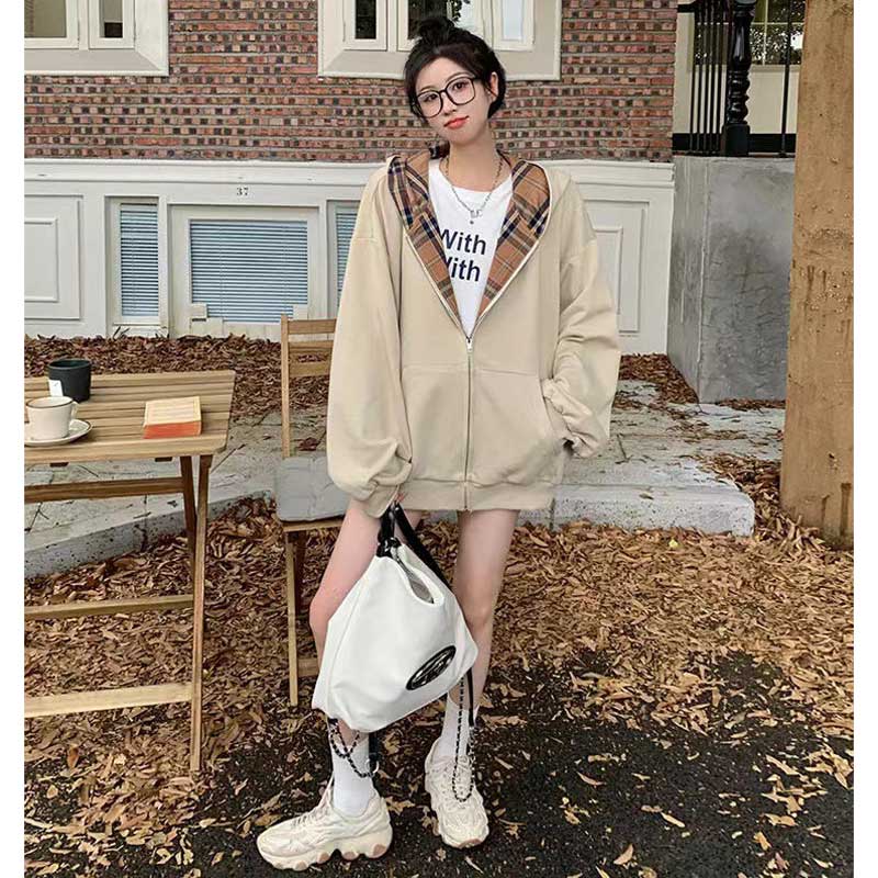 フード裏チェックパーカー(2colors)