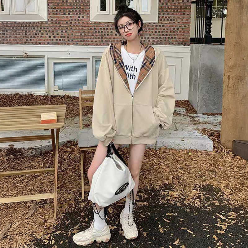 フード裏チェックパーカー(2colors)