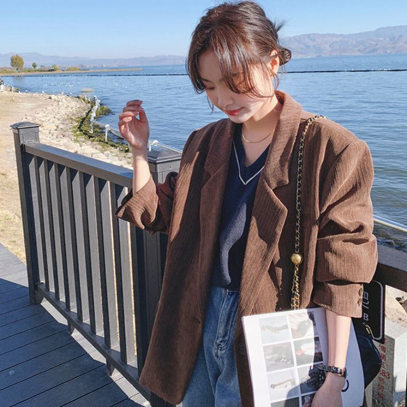 コーデュロイブラウンジャケット