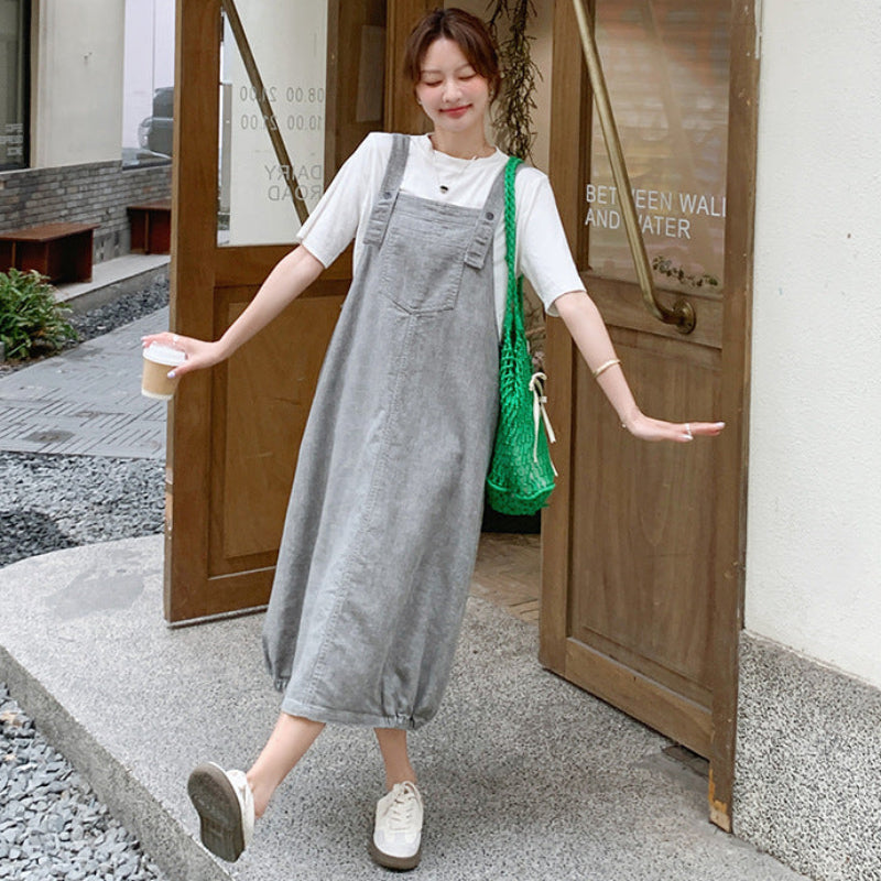 ナチュラルTシャツ×サロペットスカートセットアップ