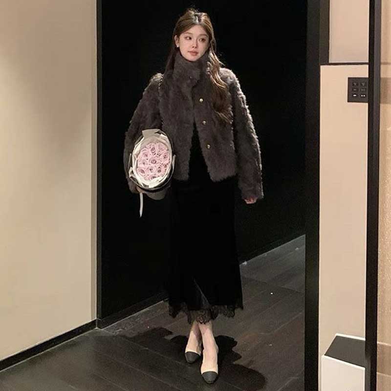 ボリュームエコファーショートコート(2colors)