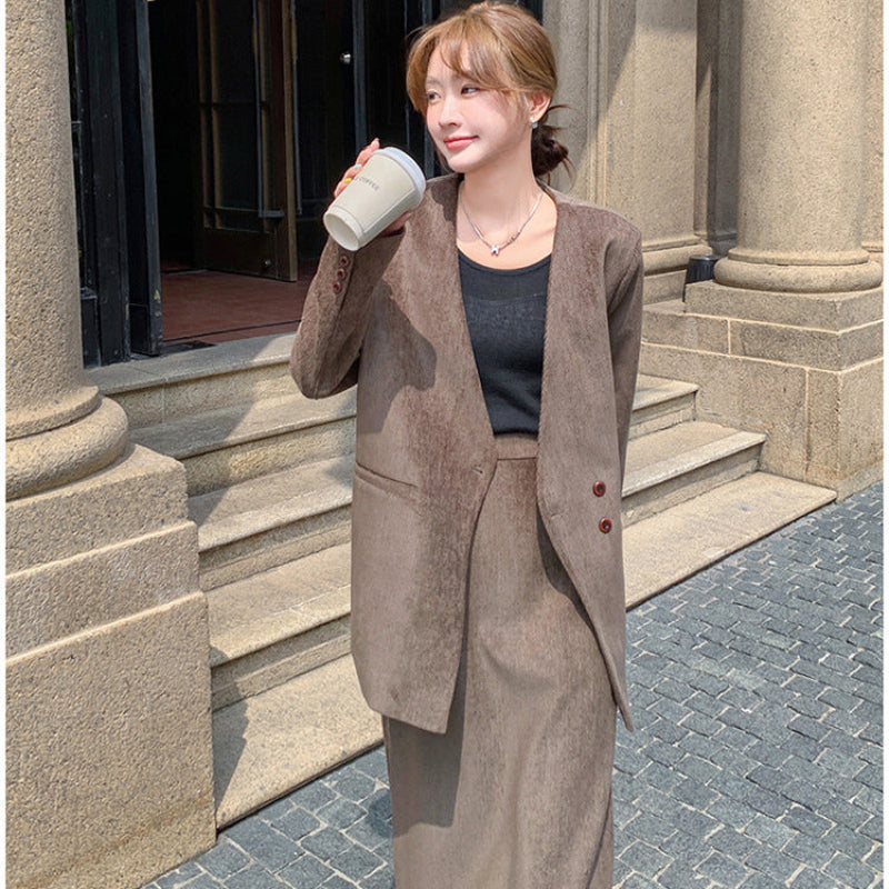 スカートスーツセットアップ(2colors)