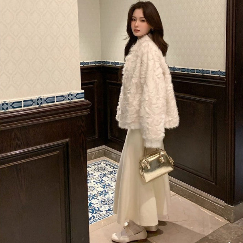 フェイクミンクスタンドカラージャケット(3colors)