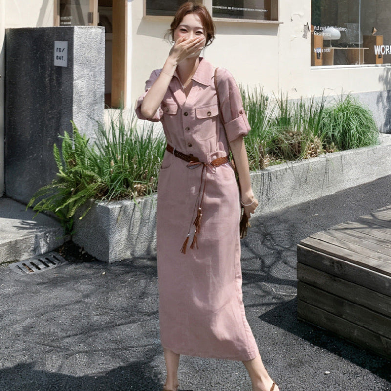 ワークシャツデザインワンピース(3colors)