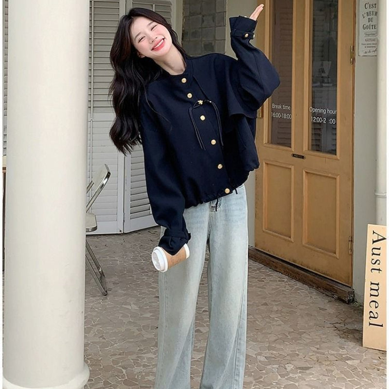 トレンチデザインネイビージャケット