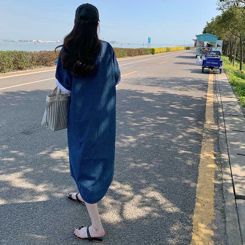 ワークスタイルデニムシャツワンピース