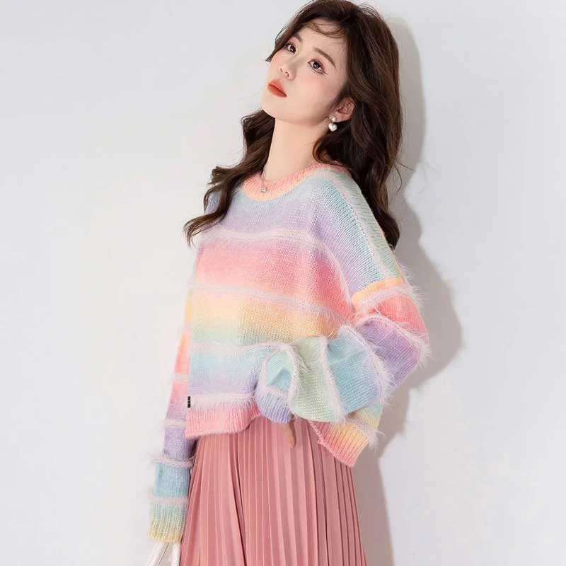 グラデーションボーダーシャギーニット(4colors)