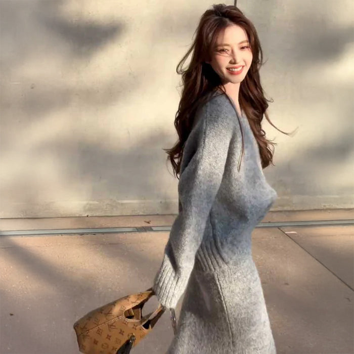 Vネックルーズニットセットアップ