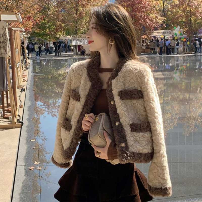 ボアバイカラーショートジャケット