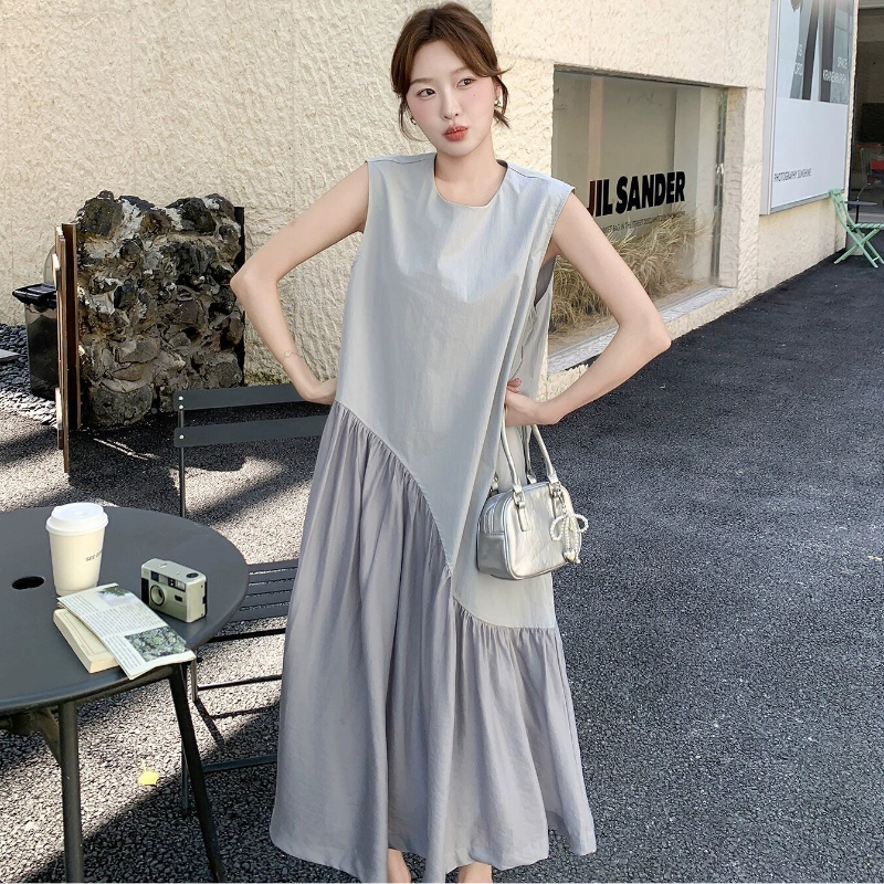 アシンメトリー切替ノースリーブワンピース