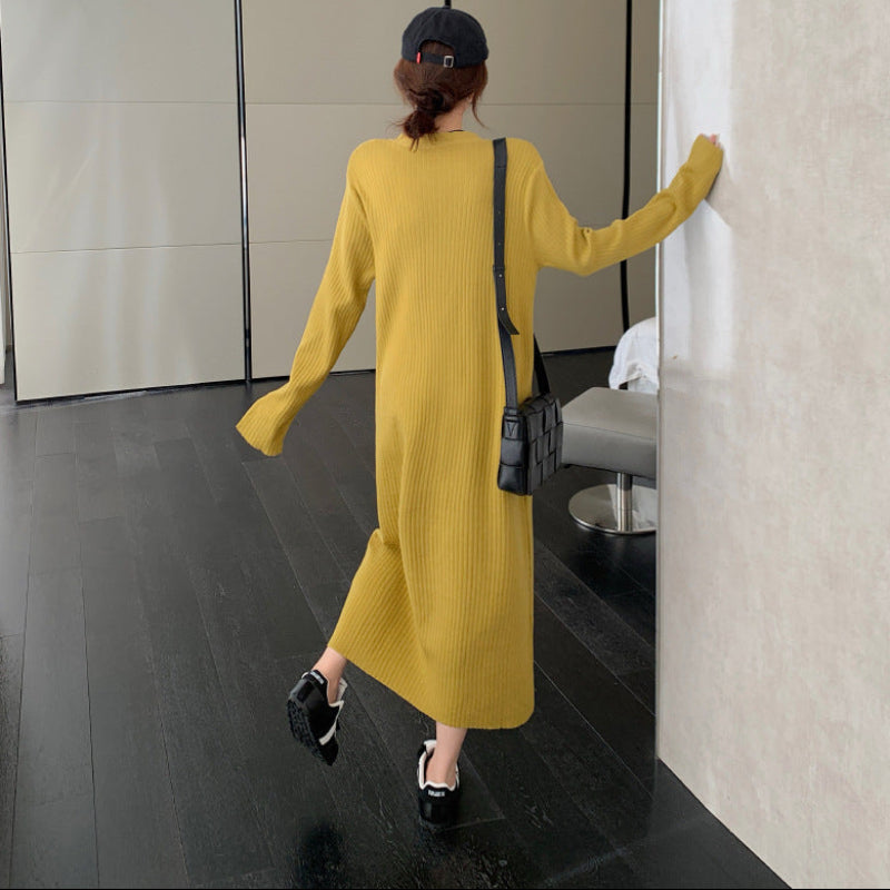 Vネックリラクシーロングニットワンピース(2colors)