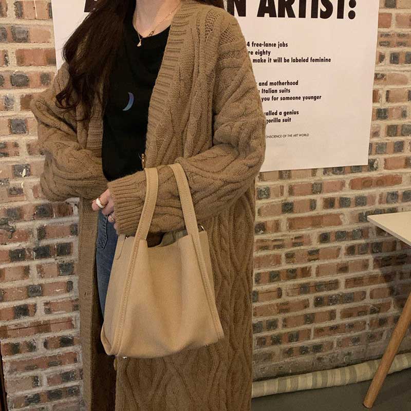 ケーブル編みロングニットカーディガン(4colors)