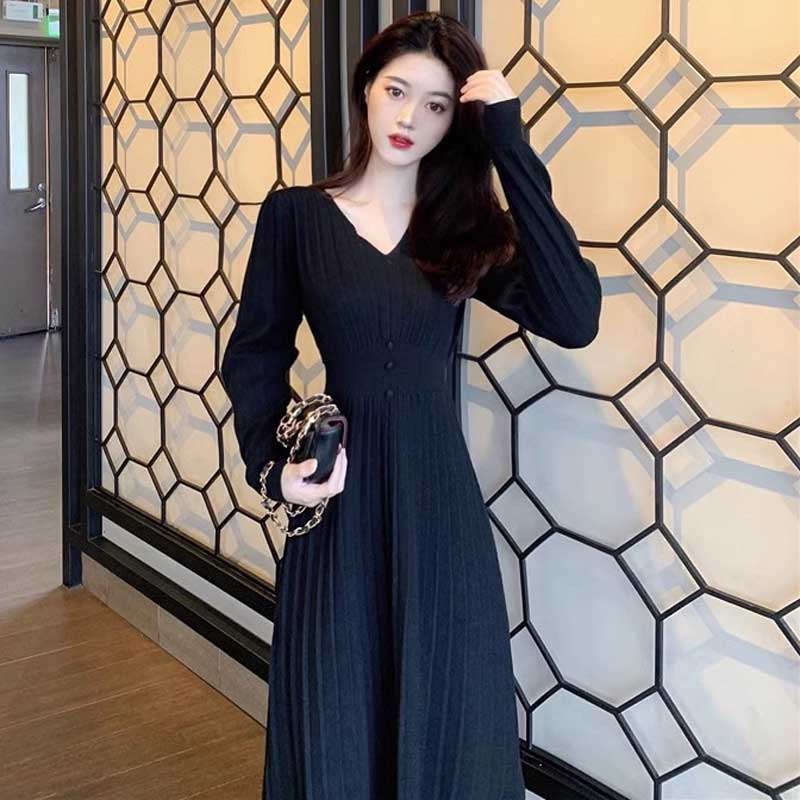 Vネックリブニットワンピース(2colors)