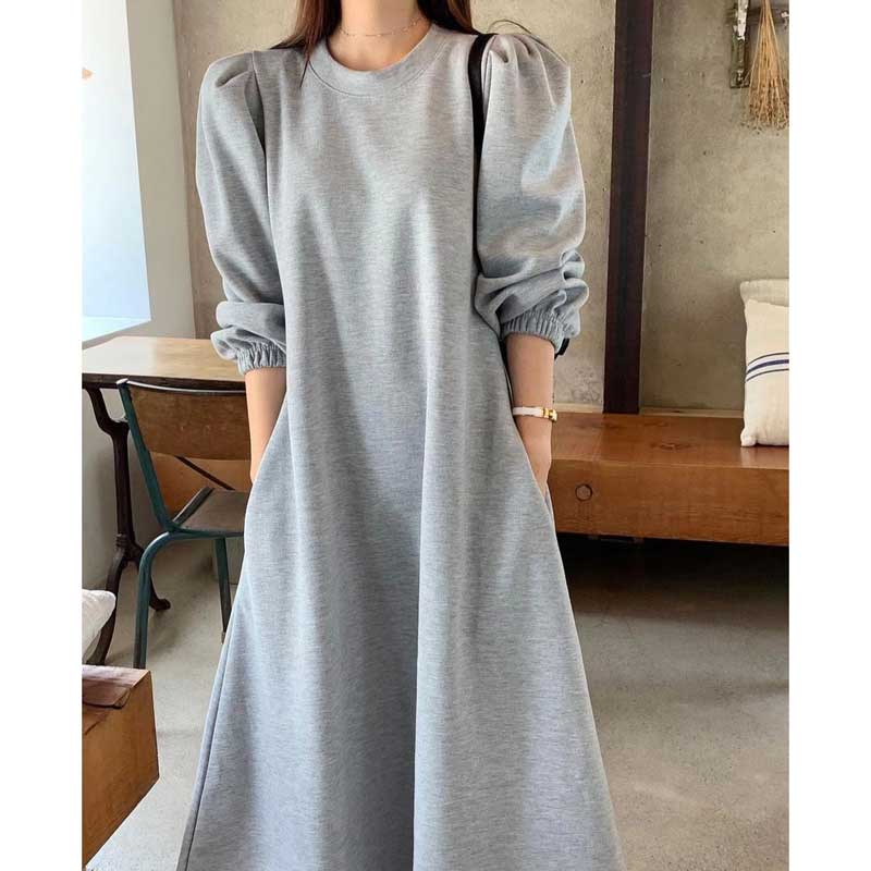 ボリューム袖Aラインワンピース(3colors)