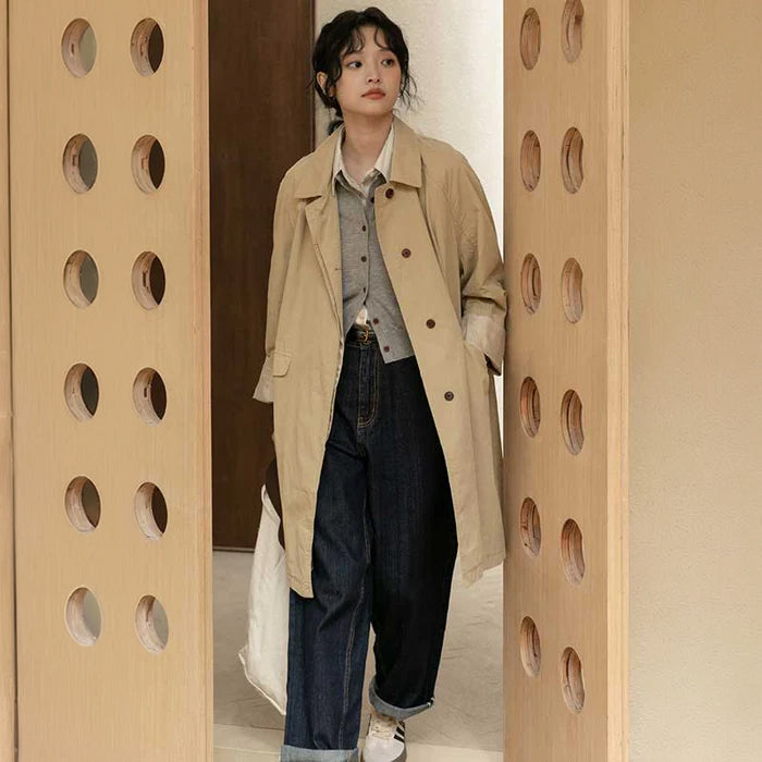 ラグランスリーブスプリングコート(ベージュ)春/秋 飾らない ラグランスリーブスプリングコート(ベージュ)春/秋 飾らない