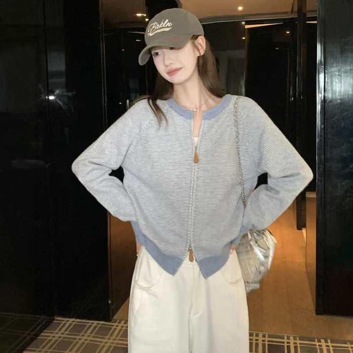 バイカラージップアップニット(3colors)