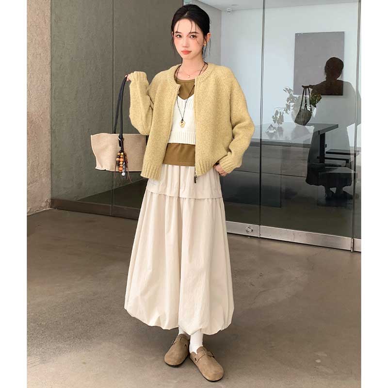 ラウンドネックニットカーディガン(4colors)