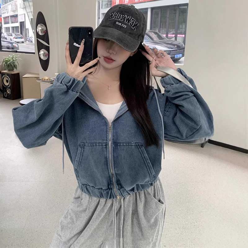 クロップド丈デニムパーカー(2colors)