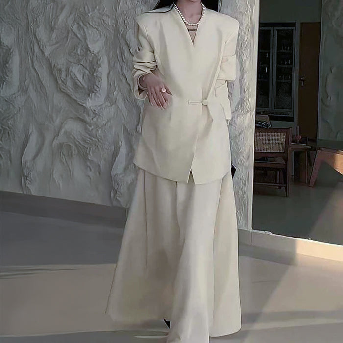 ノーカラージャケットセットアップ(2colors)