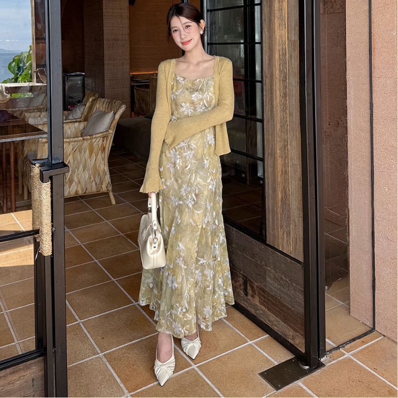 アートフラワーキャミソールワンピース(2colors)