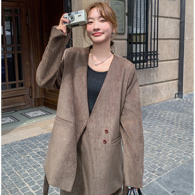 スカートスーツセットアップ(2colors)