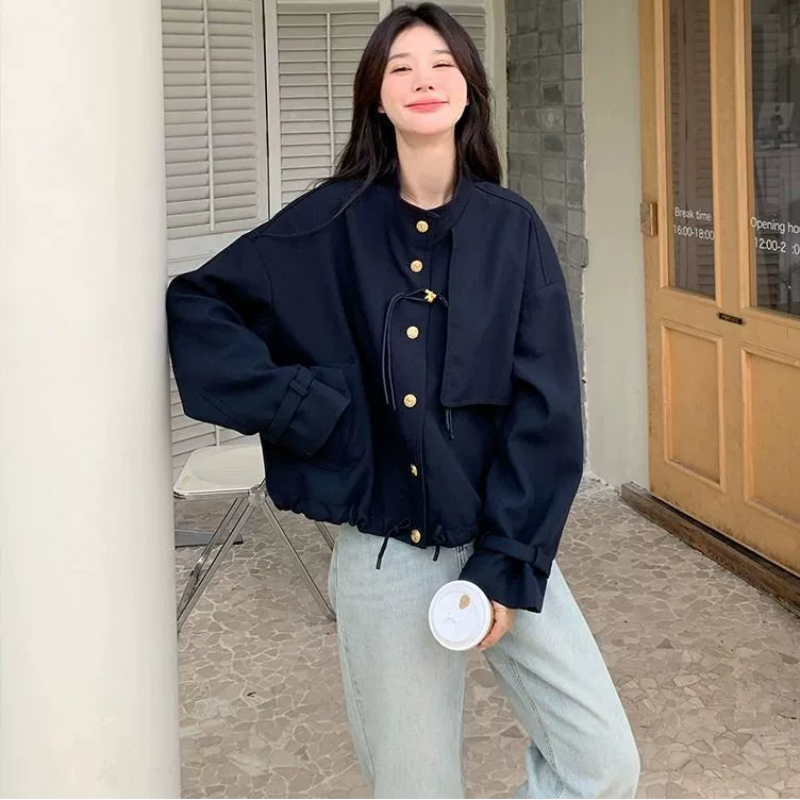 トレンチデザインネイビージャケット