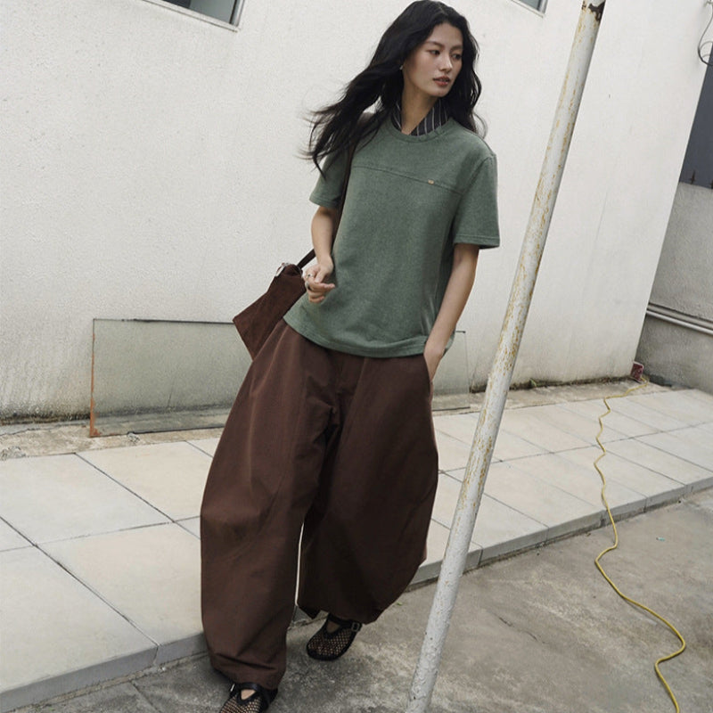 スカーフ付きカラーデザインTシャツ (3colors)