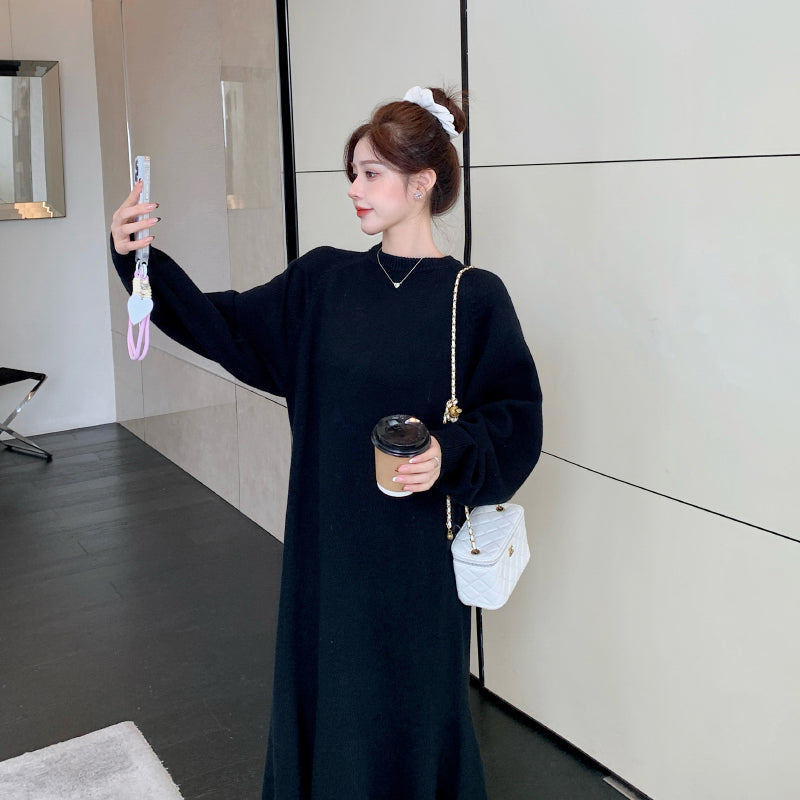 ゆったりロングニットワンピース