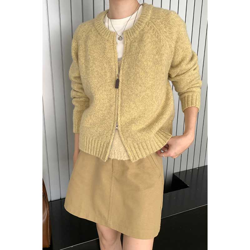 ラウンドネックニットカーディガン(4colors)