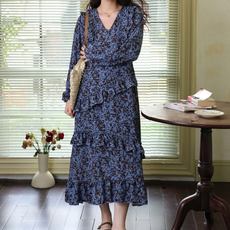 シフォンフラワーフリルワンピース