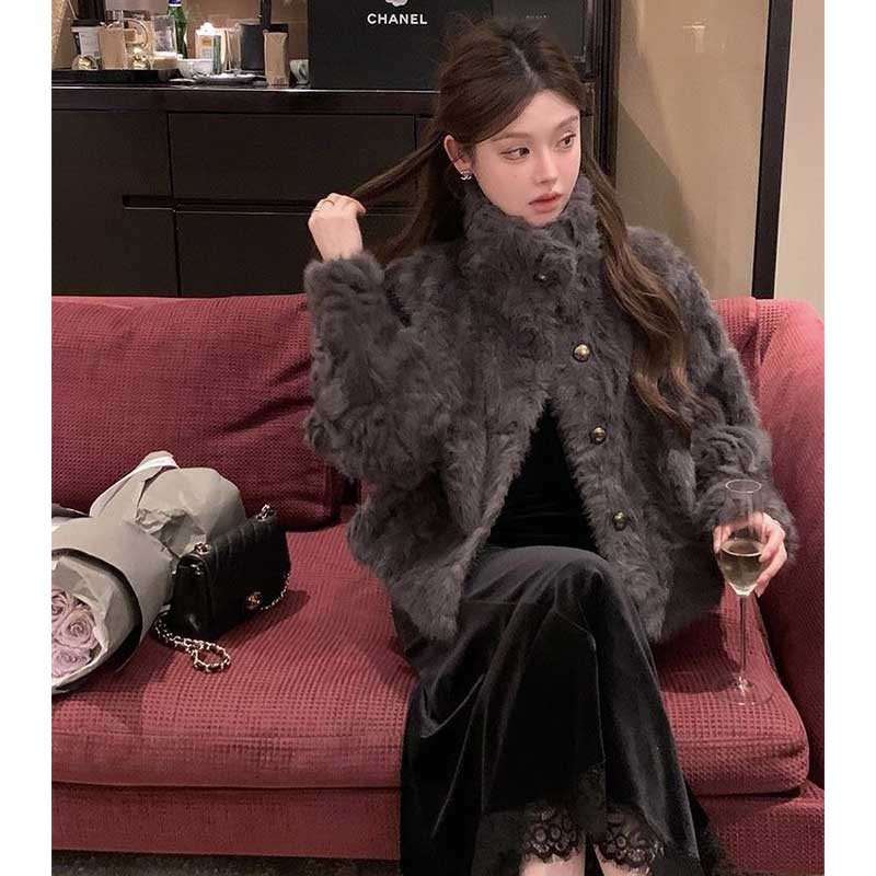 ボリュームエコファーショートコート(2colors)