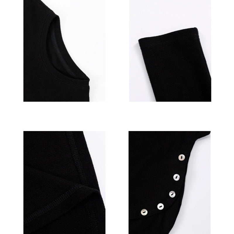 ボタンショール×ニットワンピースセット