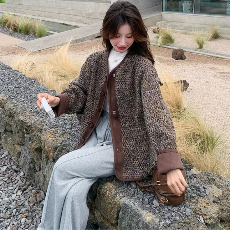 コーヒーブラウンツイードジャケット