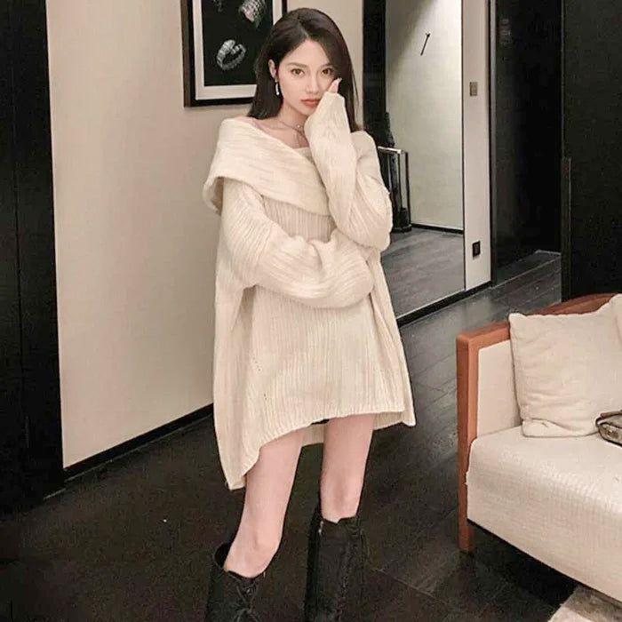 オフショルダーリラックスニットワンピース(2colors)