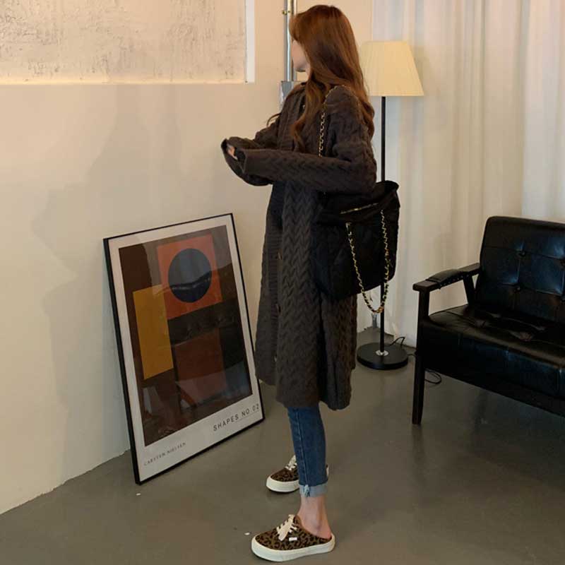 ケーブル編みロングカーディガン(3colors)