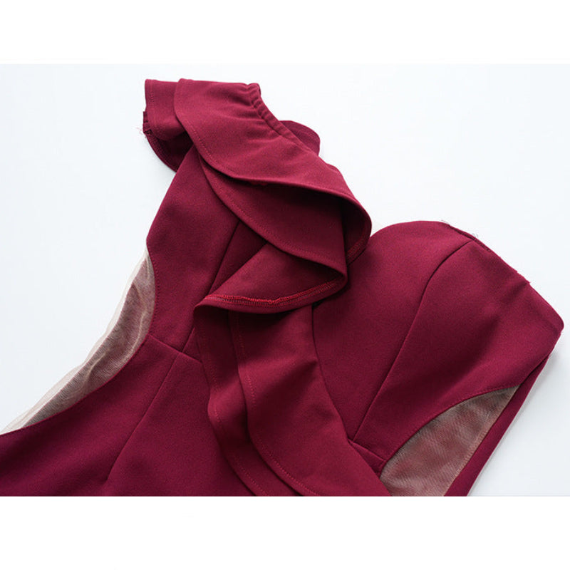 フリルワンショルダーマーメイドドレス(2colors)