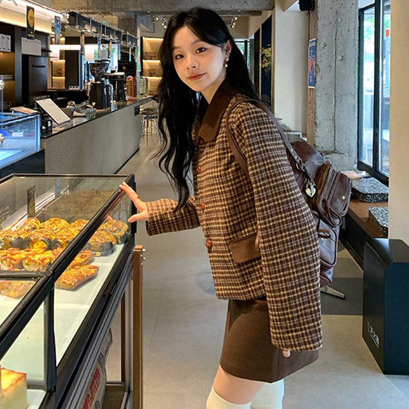 レトロチェックショートジャケット