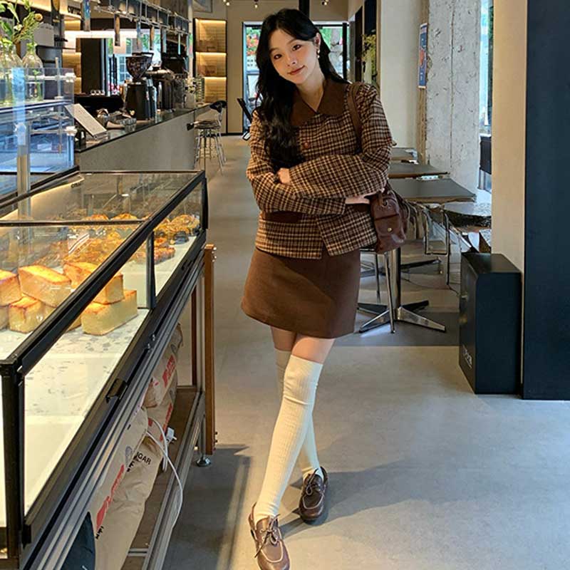 レトロチェックショートジャケット