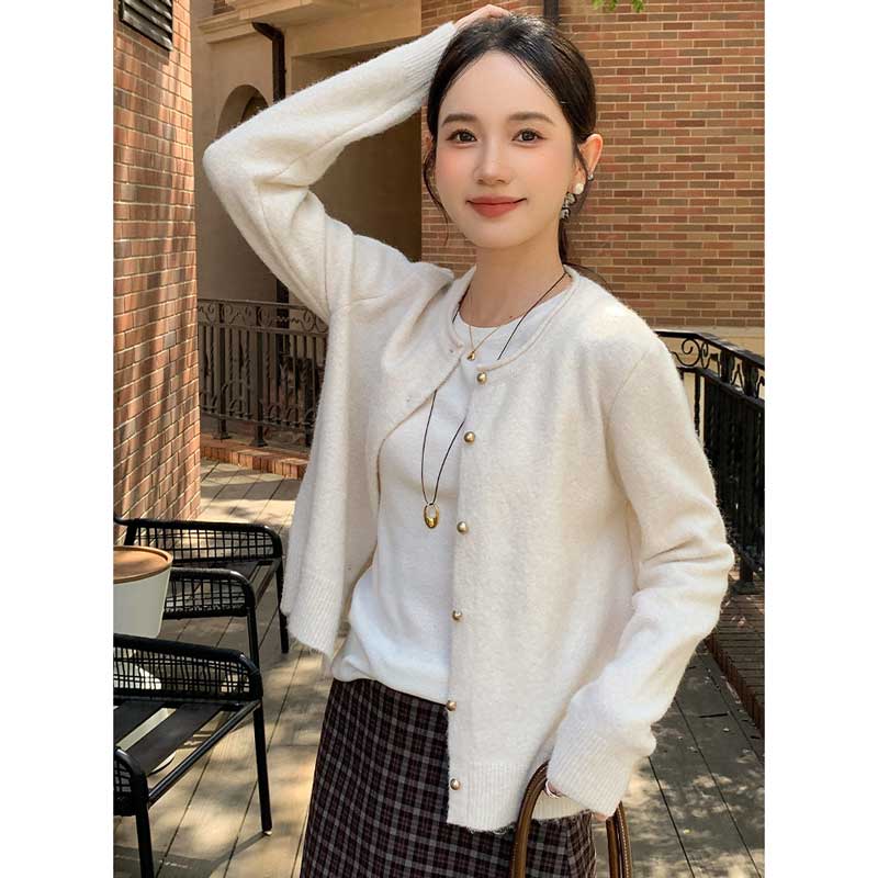 クルーネックベーシックカーディガン(2colors)