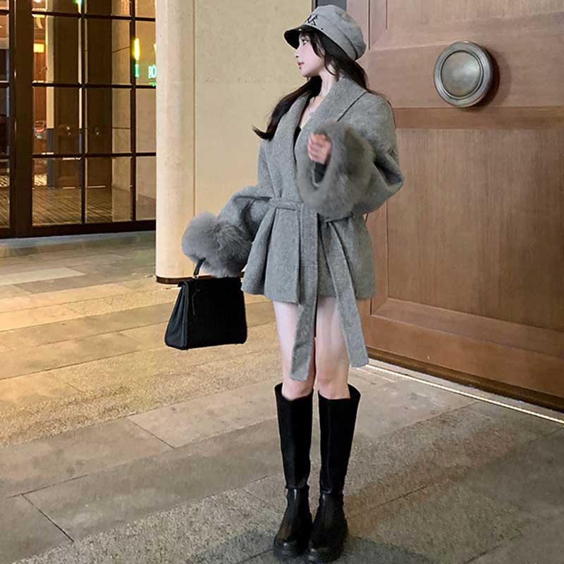 ファーカフスローブコート(2colors)