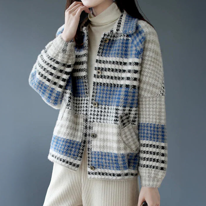 チェックパネル襟付きジャケット