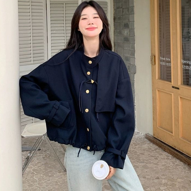 トレンチデザインネイビージャケット