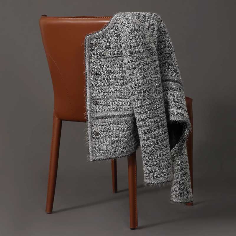 ノーカラーツイードジャケット