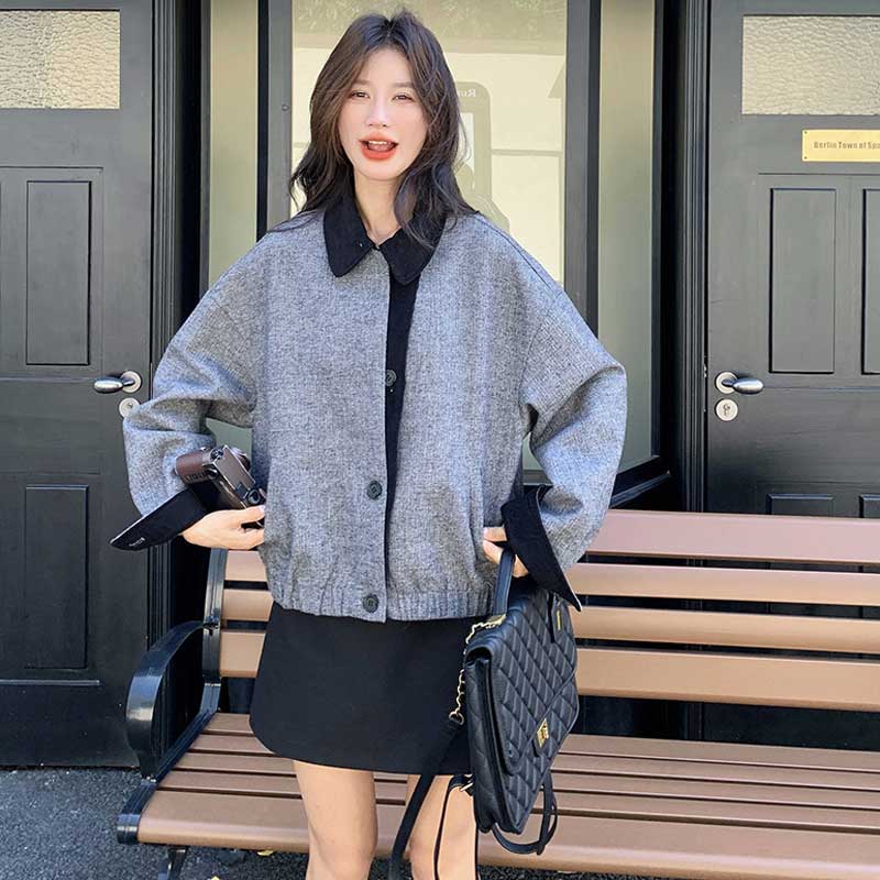 ツートンショートブルゾン