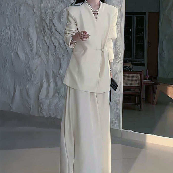 ノーカラージャケットセットアップ(2colors)